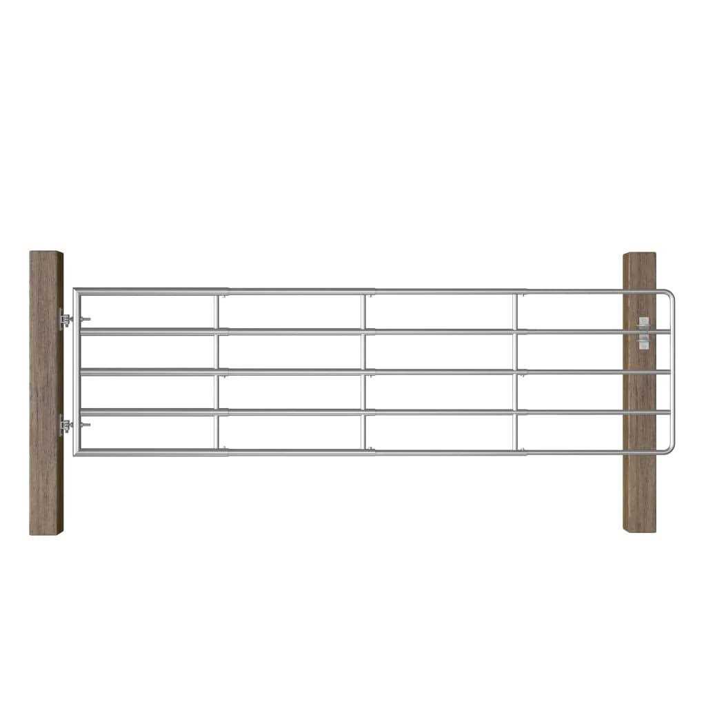 vidaXL 5 Bar Field Gate Steelx35.4 Silver - Cheap Fitting