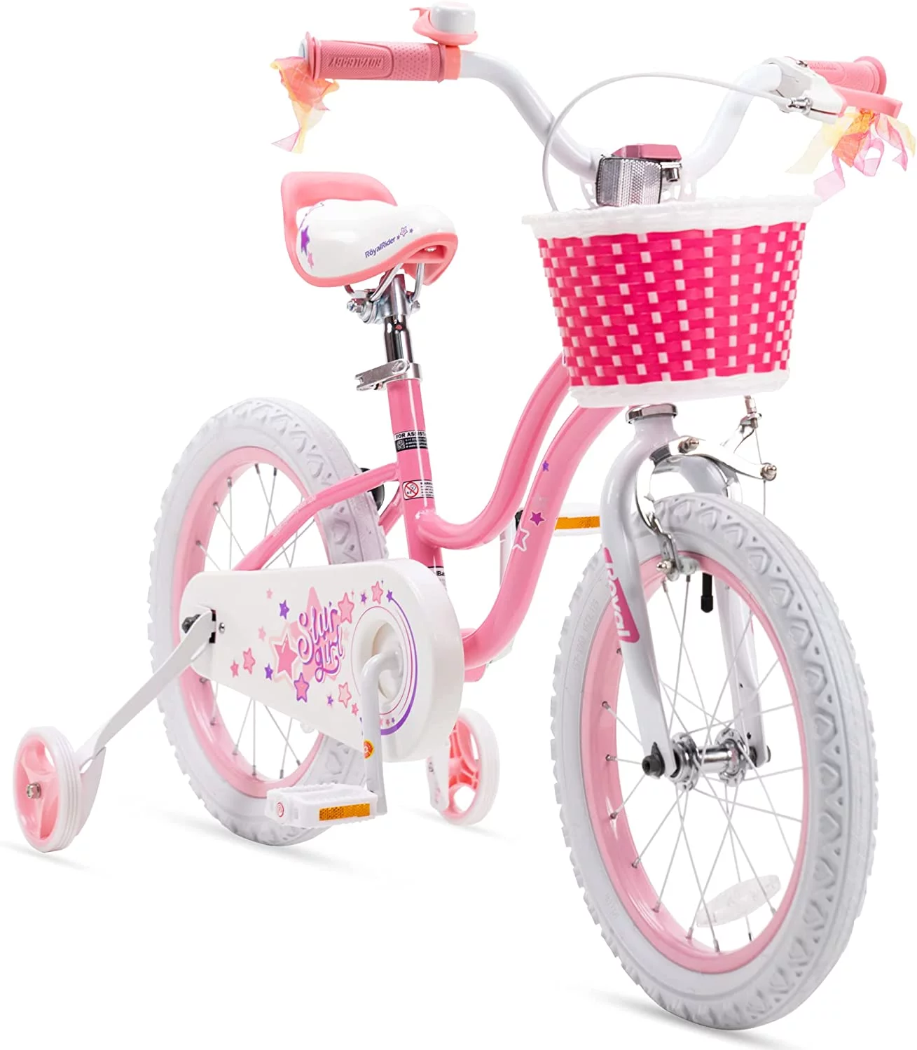 Royalbaby Girls Kids Bike Star girl 16 In. Bicycle Basket Training Wheels Kickstand Blue Child's Cycle - Cheap Fitting