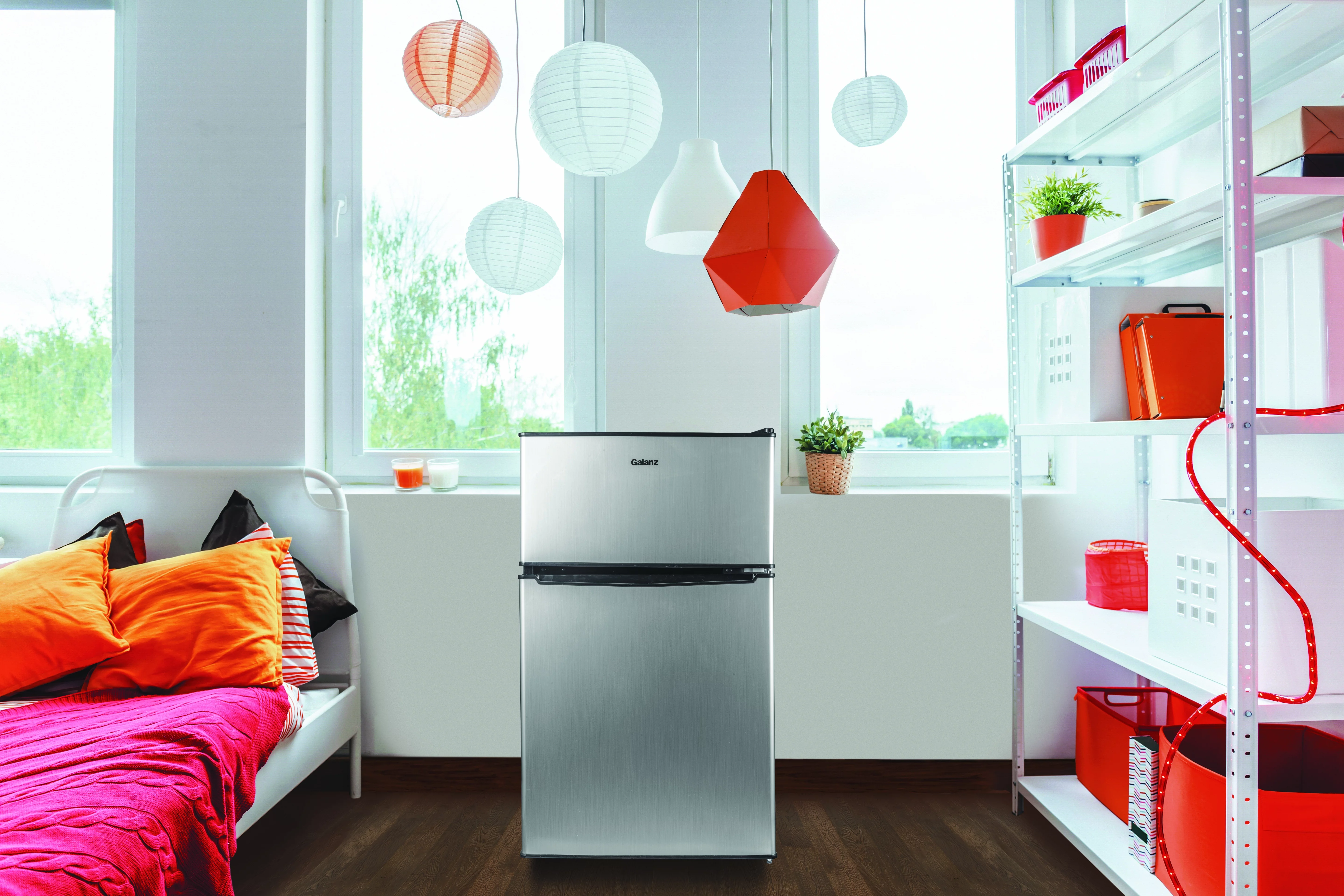 Galanz 3.1 Cu ft Two Door Mini Fridge with Freezer Estar GL31S5E, Stainless - Cheap Fitting