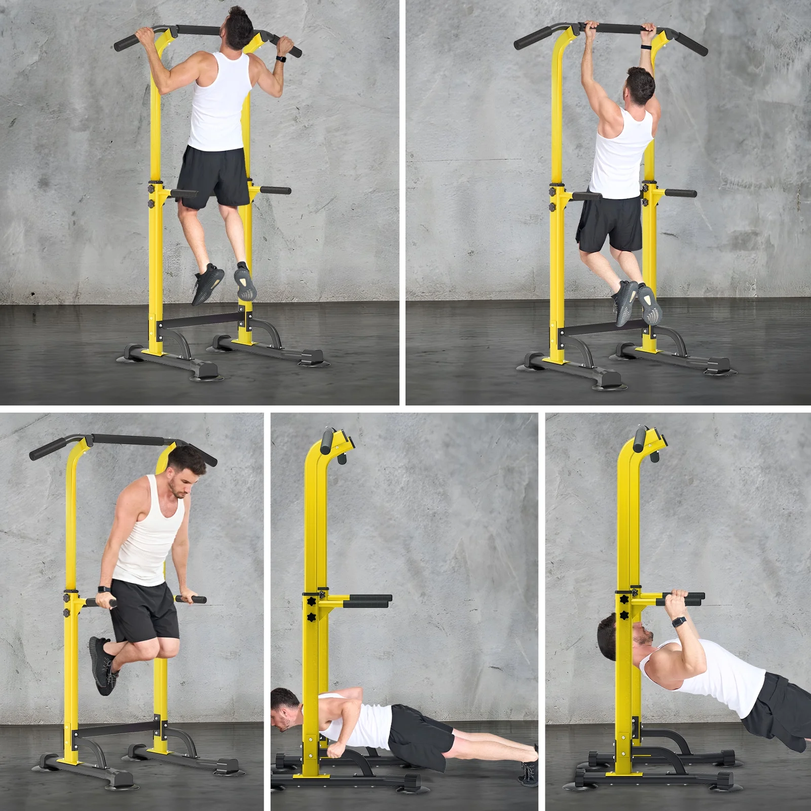 SOGES Height Adjustable Power Tower Dip Stands Pull up Bar Strength Training for Home Gym Black - Cheap Fitting