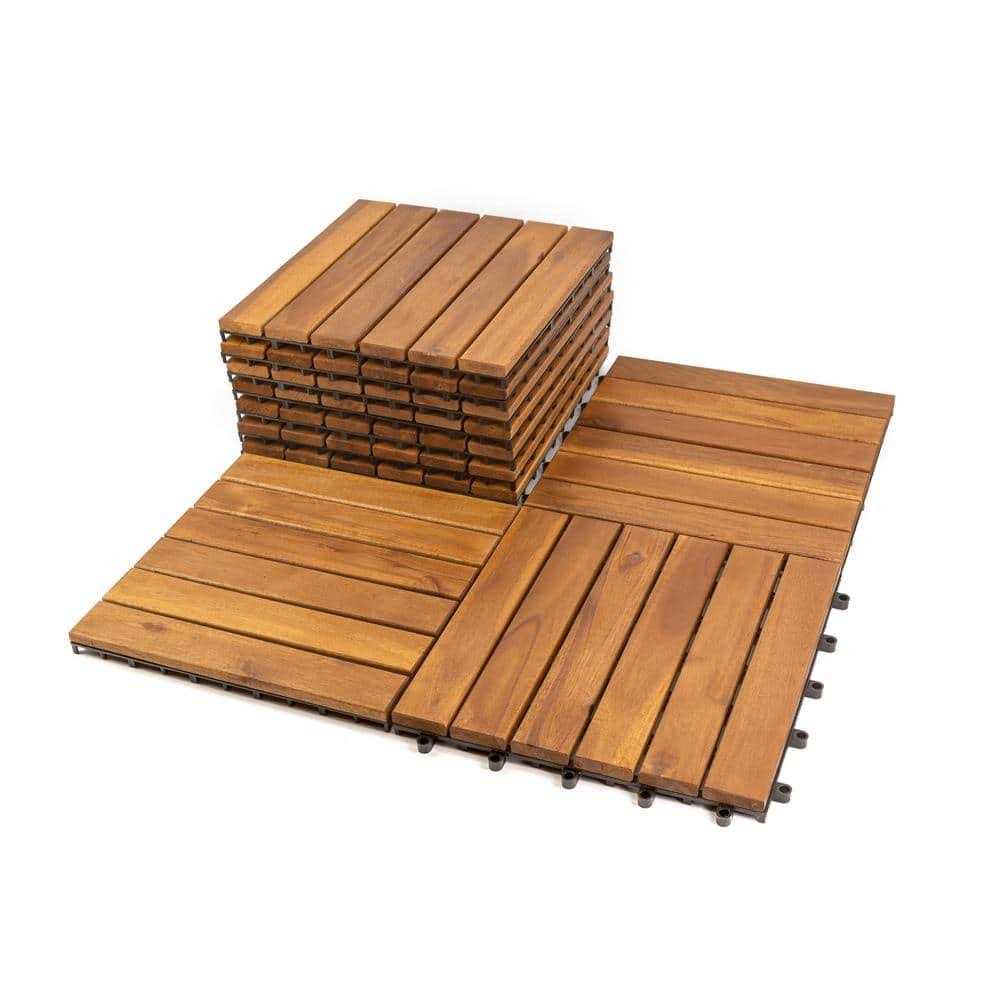 Pro Space 12 in. x 12 in. Acacia Wood Interlocking Flooring Deck Tile Pattern - Cheap Fitting
