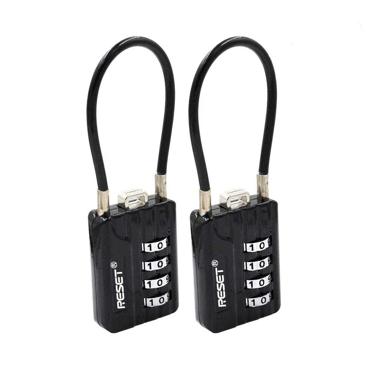 RESET-200 4 Digit Combination Padlock Steel Cable,Cable Lock for Locker Luggage Suitcase Gun Case Toolbox Helmet - Cheap Fitting