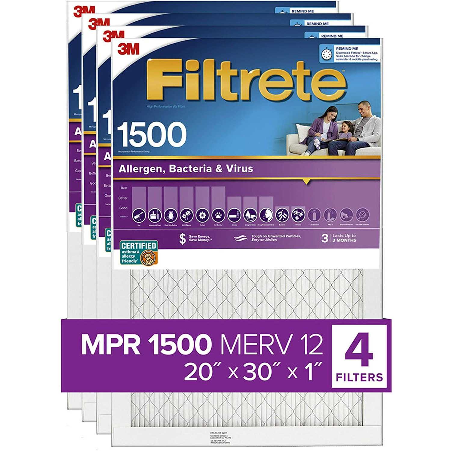 Filtrete 20x30x1 AC Furnace Air Filter MPR 1500 Healthy Living Ultra Allergen - Cheap Fitting
