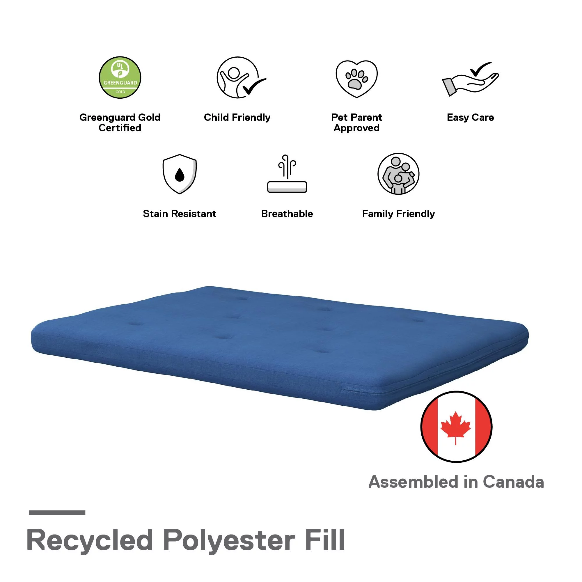 Caddie 6-Inch Futon Mattress with Tufted Cover and Recycled Polyester Fill, Full, Light Gray Linen - Cheap Fitting