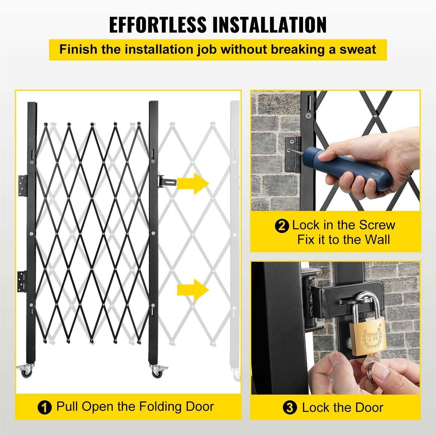 VEVOR Single Folding Security Gate H x Folding Door Gate - Cheap Fitting