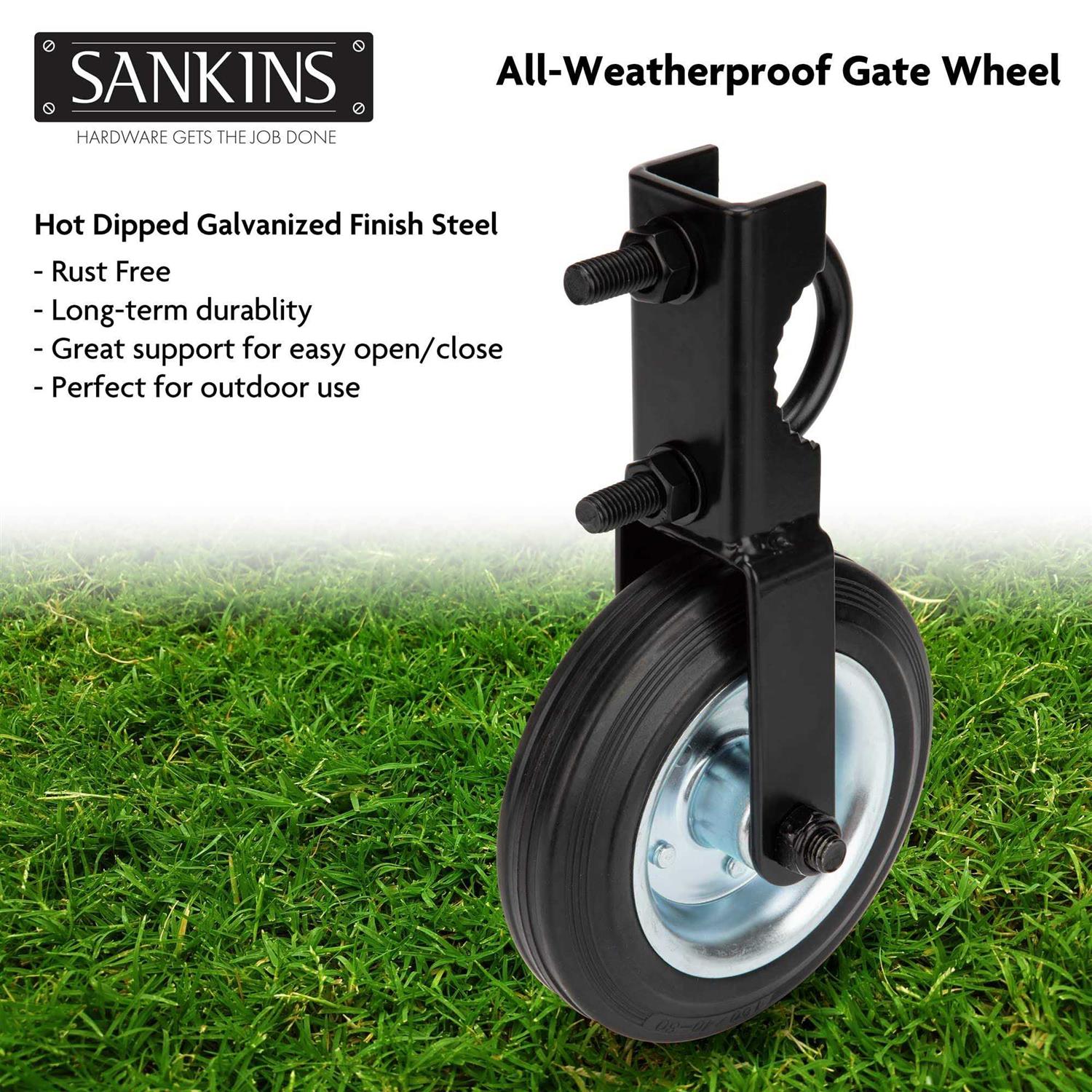 SANKINS Gate Helper Wheel for Supporting Metal Swing Gates with 1-5/8 Thru 2 Gate Frames - Cheap Fitting