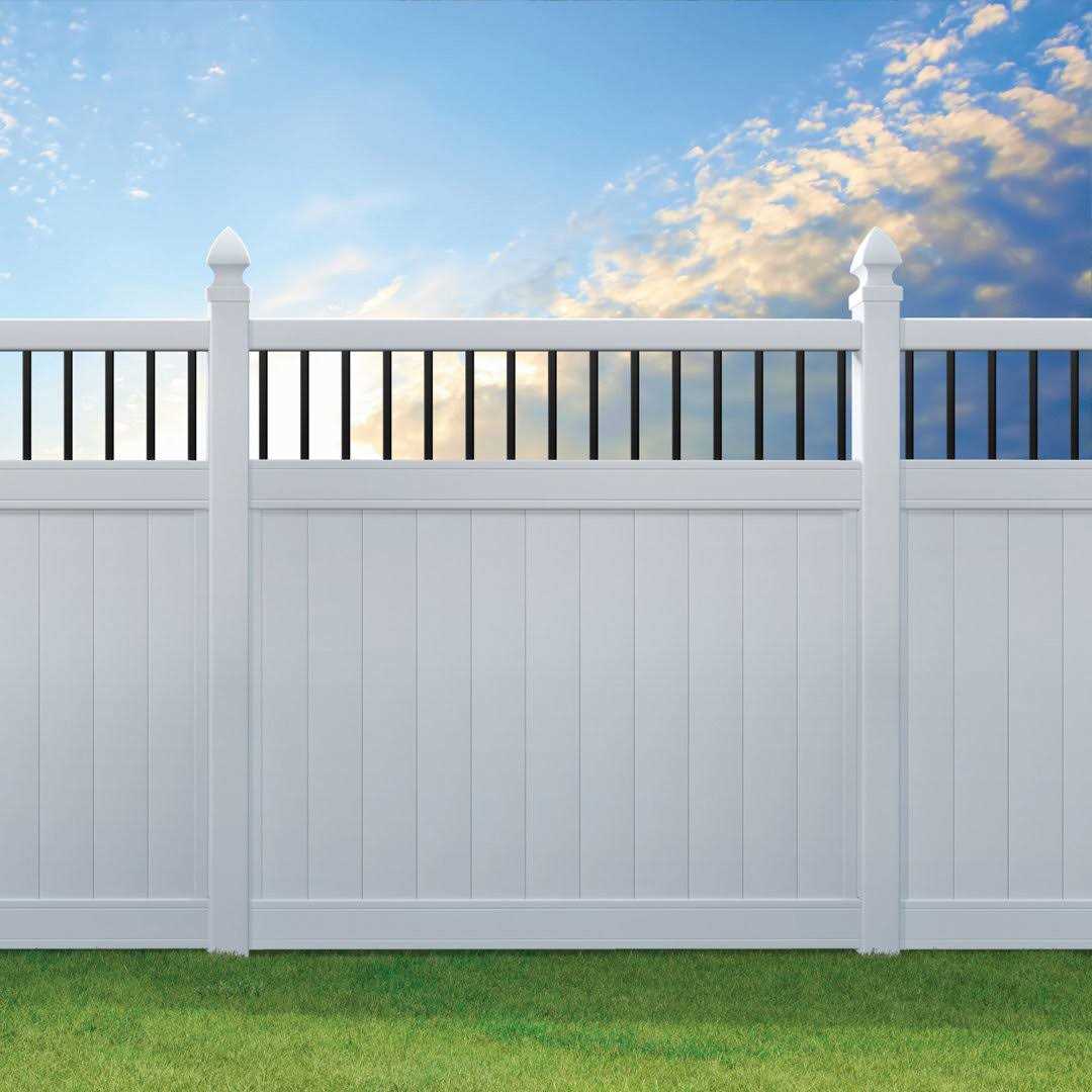 Outdoor Essentials Woodbridge 5 in. x 5 in. x 98 in. 3-Hole White Routed Line Post - Cheap Fitting