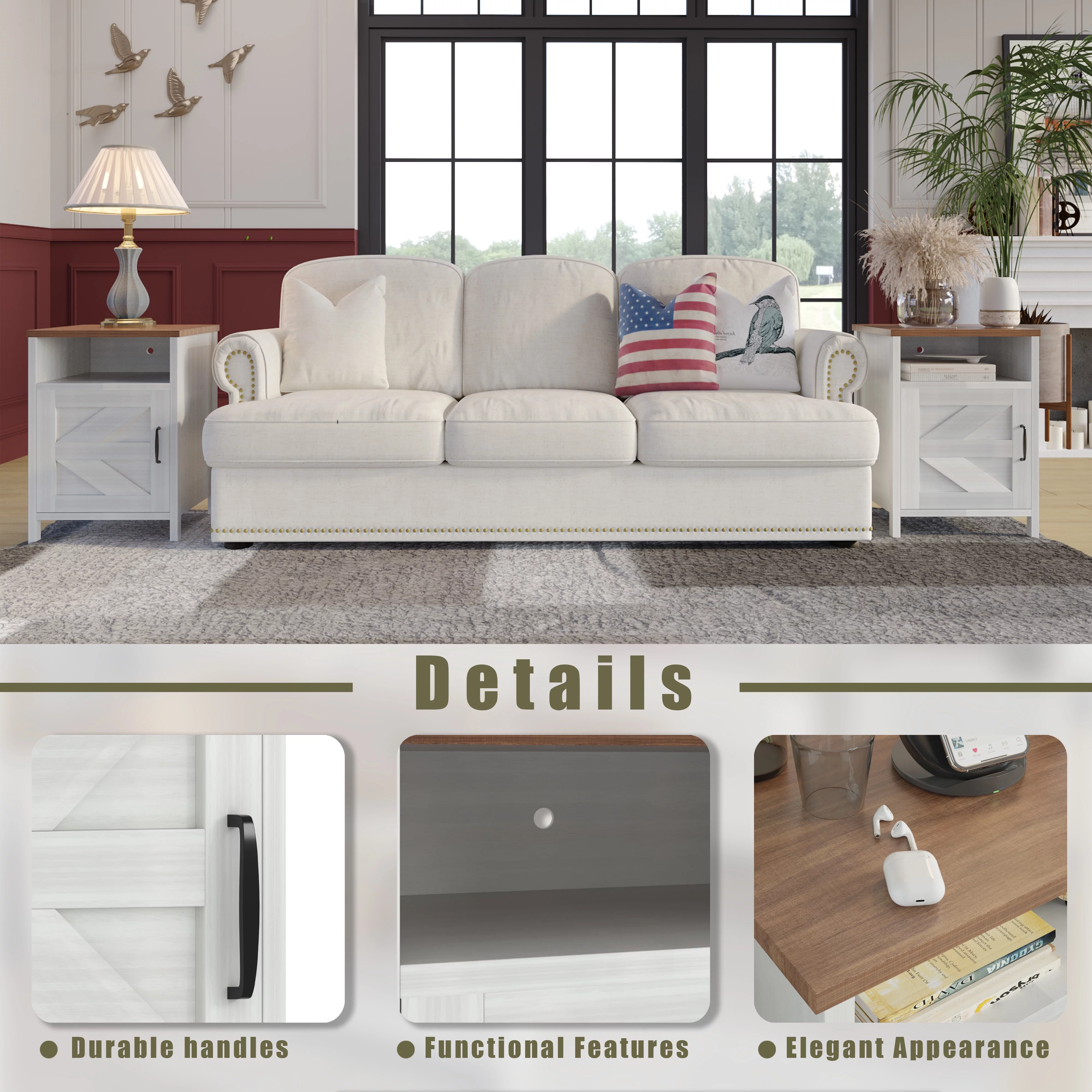 Devoko Farmhouse Nightstand with Storage Shelves, White Nightstand Set of 2 - Cheap Fitting