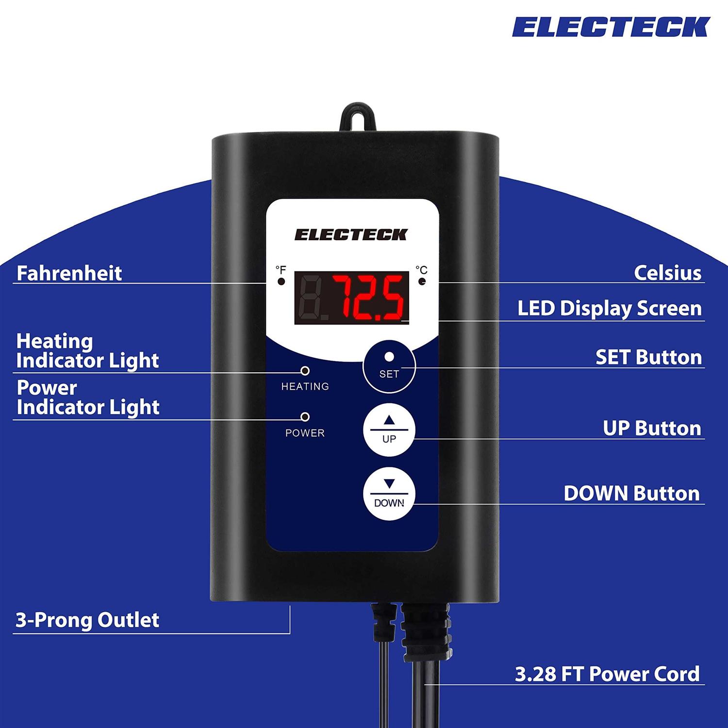 ELECTECK Heat Mat Thermostat, Digital Controller for Seed Germination, Reptiles and Brewing - Cheap Fitting