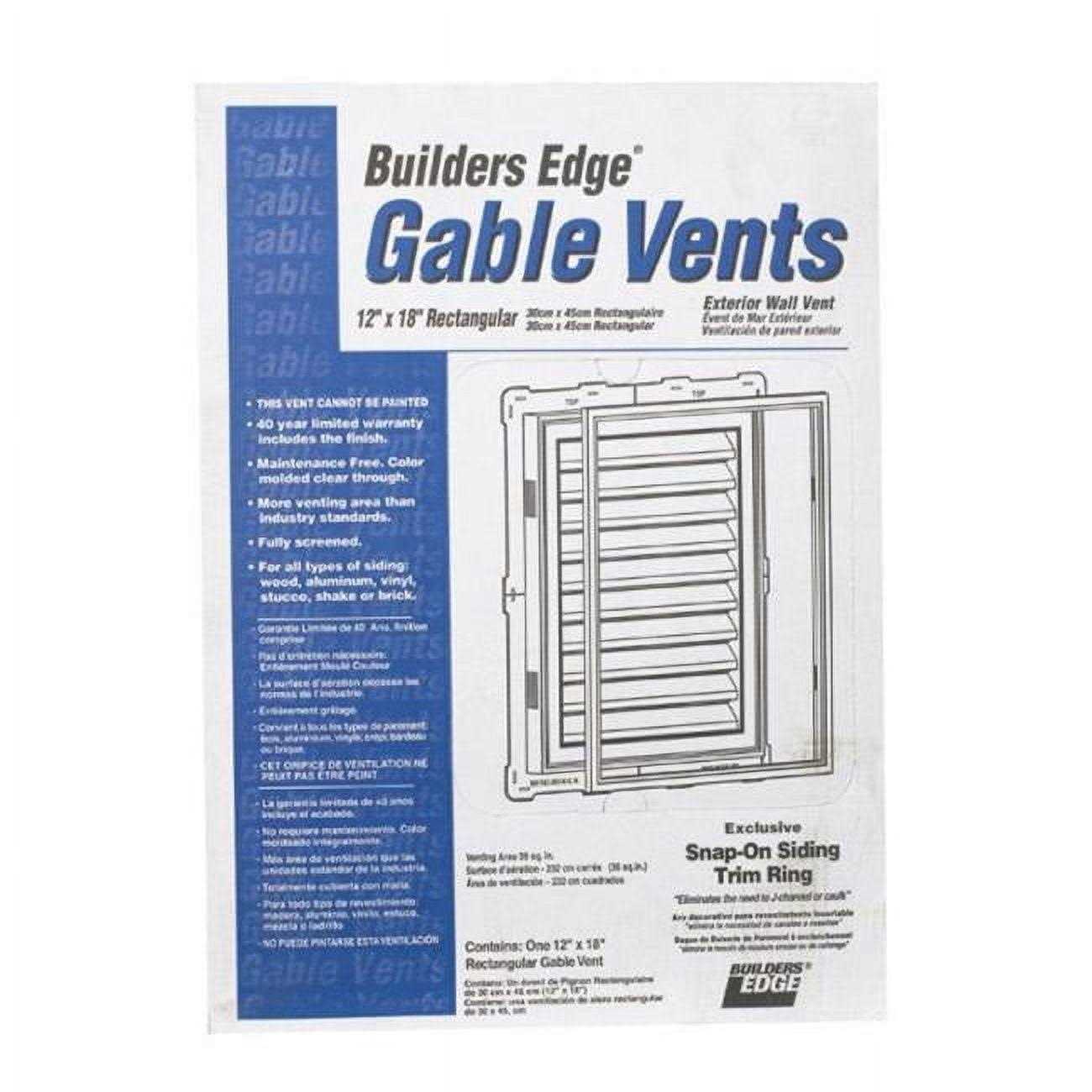 Builders Edge 18 White Plastic Gable Vent - Cheap Fitting