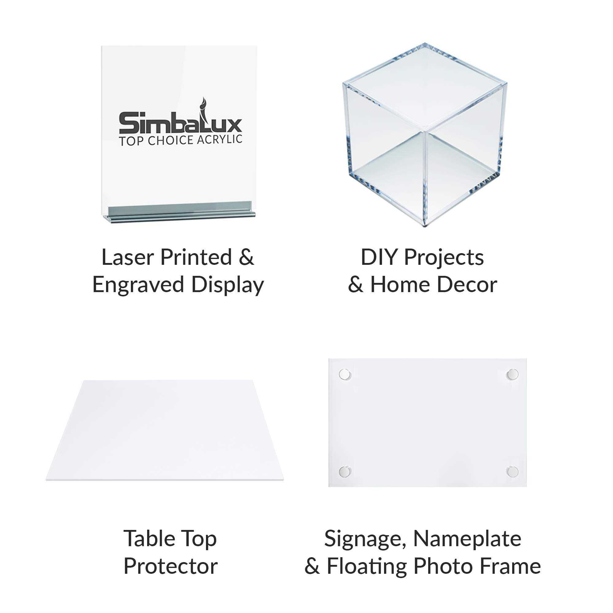 Simbalux Acrylic Sheet Clear Cast Plexiglass 12” x 12” Square Panel Thick Transparent Plastic Plexi Glass Board with Protective Paper - Cheap Fitting