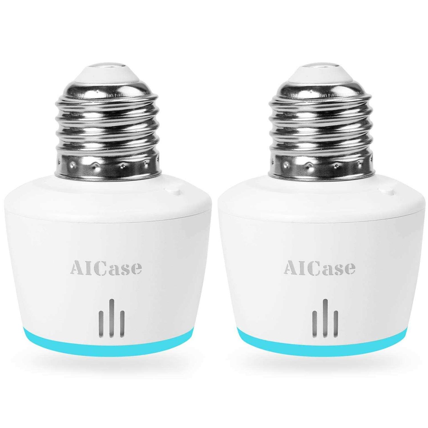 Smart Wifi E27/E26 Light Socket, AICaseIntelligent Wlan Home Remote Control Light Lamp Bulb Holder Compatible with Alexa and Google - Cheap Fitting