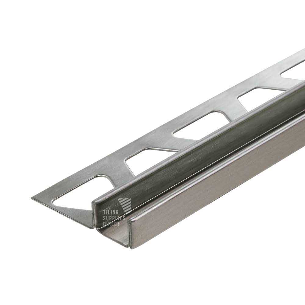 Schluter Deco-SG Brushed Stainless Steel 98.5 in. Metal Tile Edging Trim - Cheap Fitting