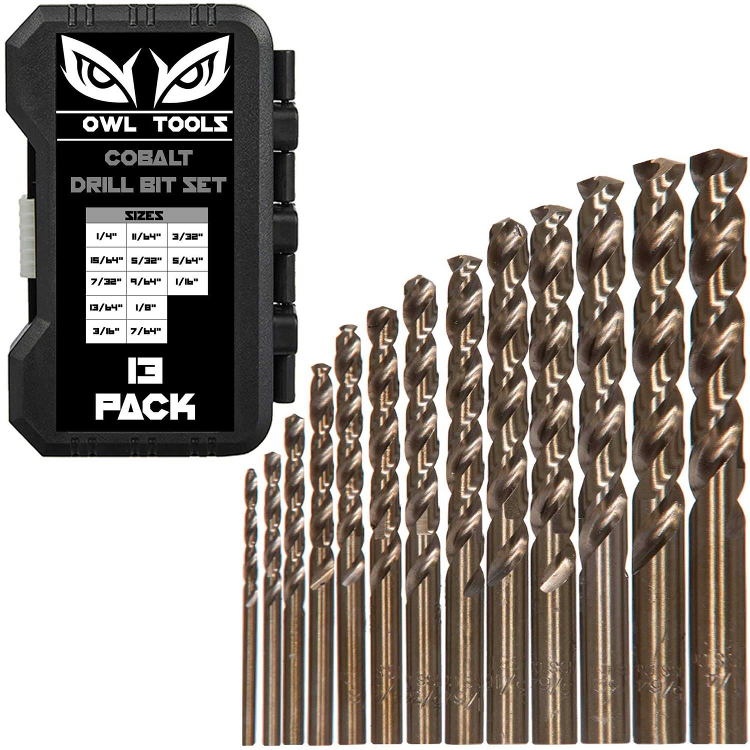 Cobalt Drill Bits for Metal and Steel 13 Piece Set in SAE Sizes M35 Fully Grounded 5% Cobalt - Cheap Fitting