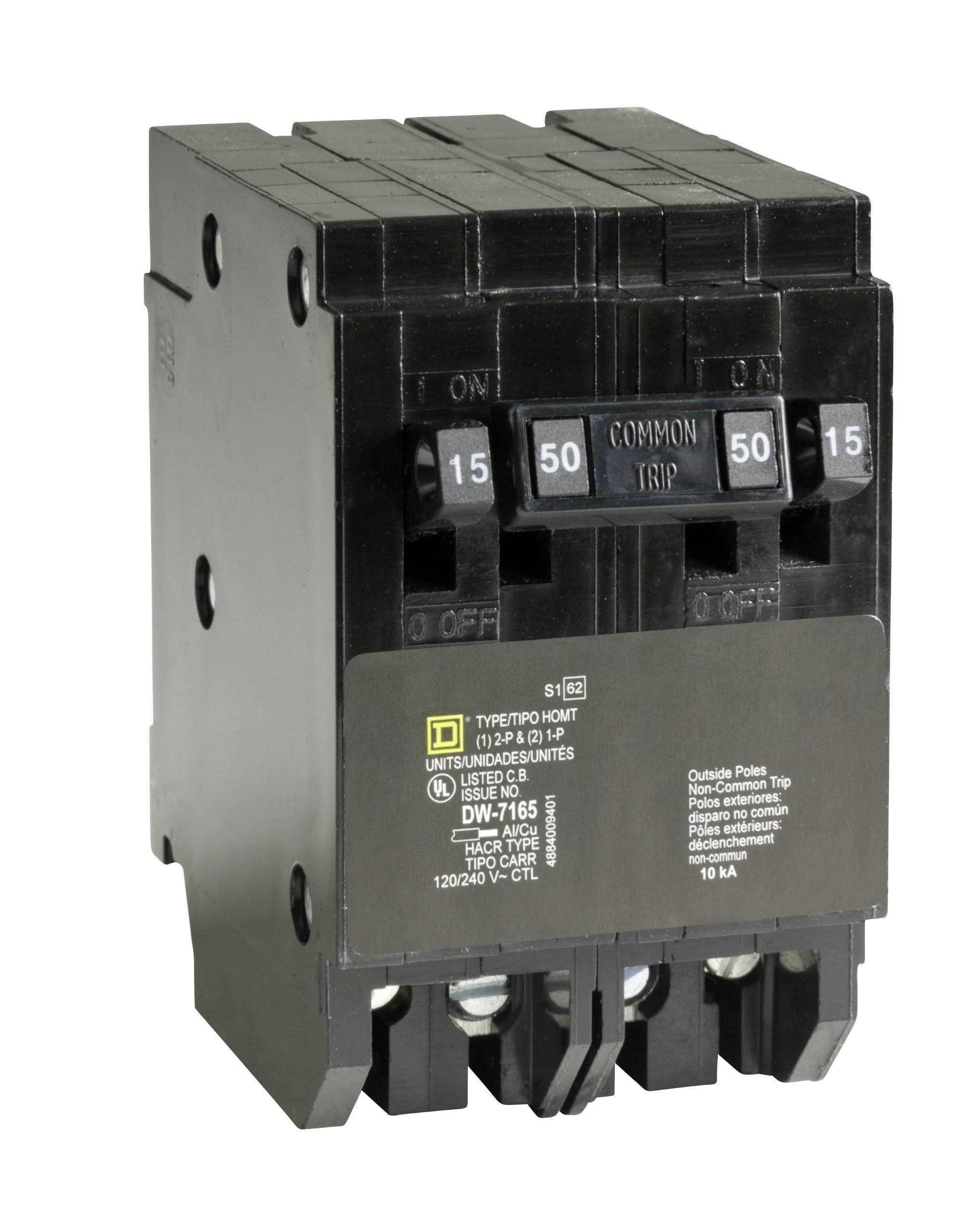 Square D Homeline 50-amp 4-Pole Quad Circuit Breaker HOMT1515250CP - Cheap Fitting