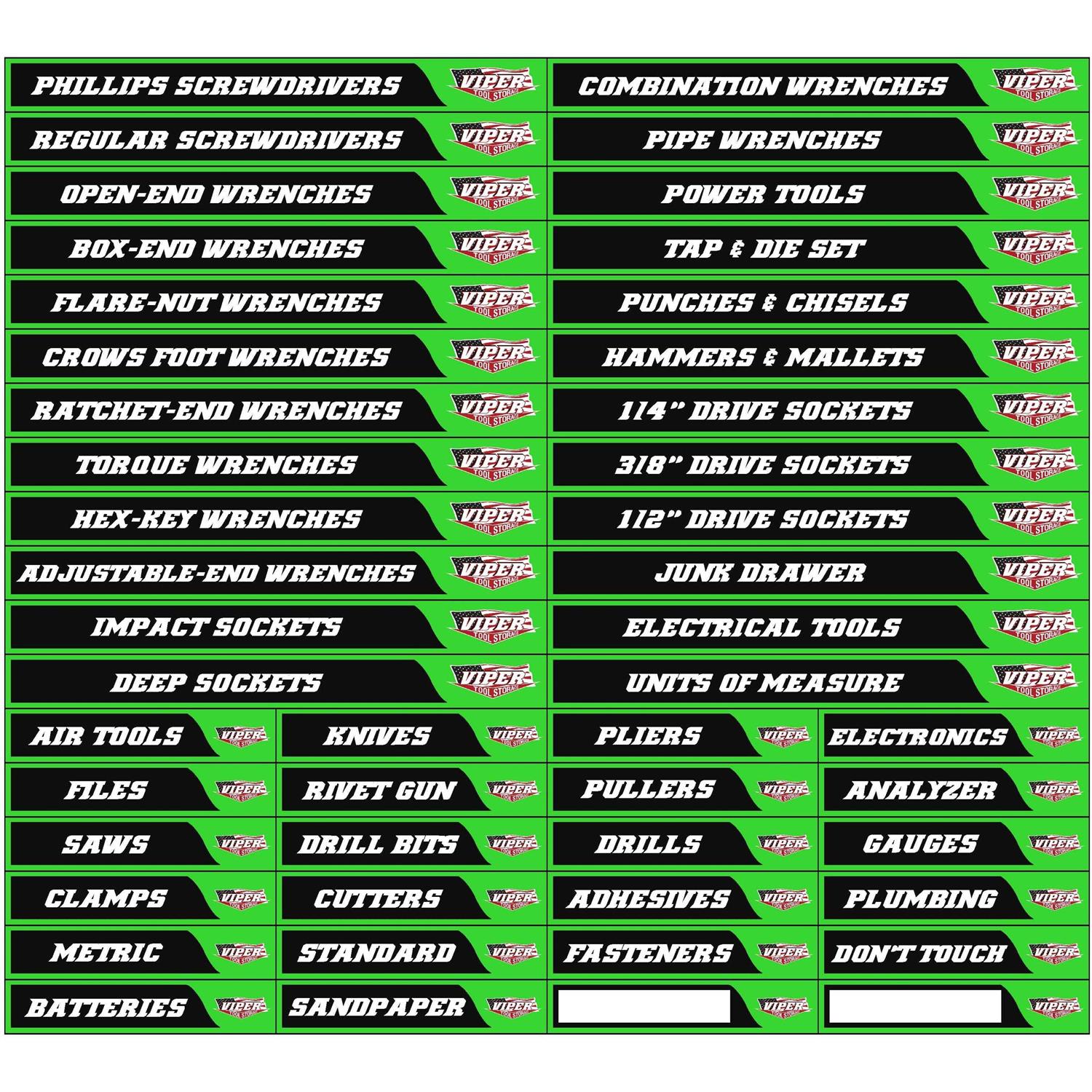 Viper Tool Storage Magnetic Toolbox Drawer Labels - Cheap Fitting