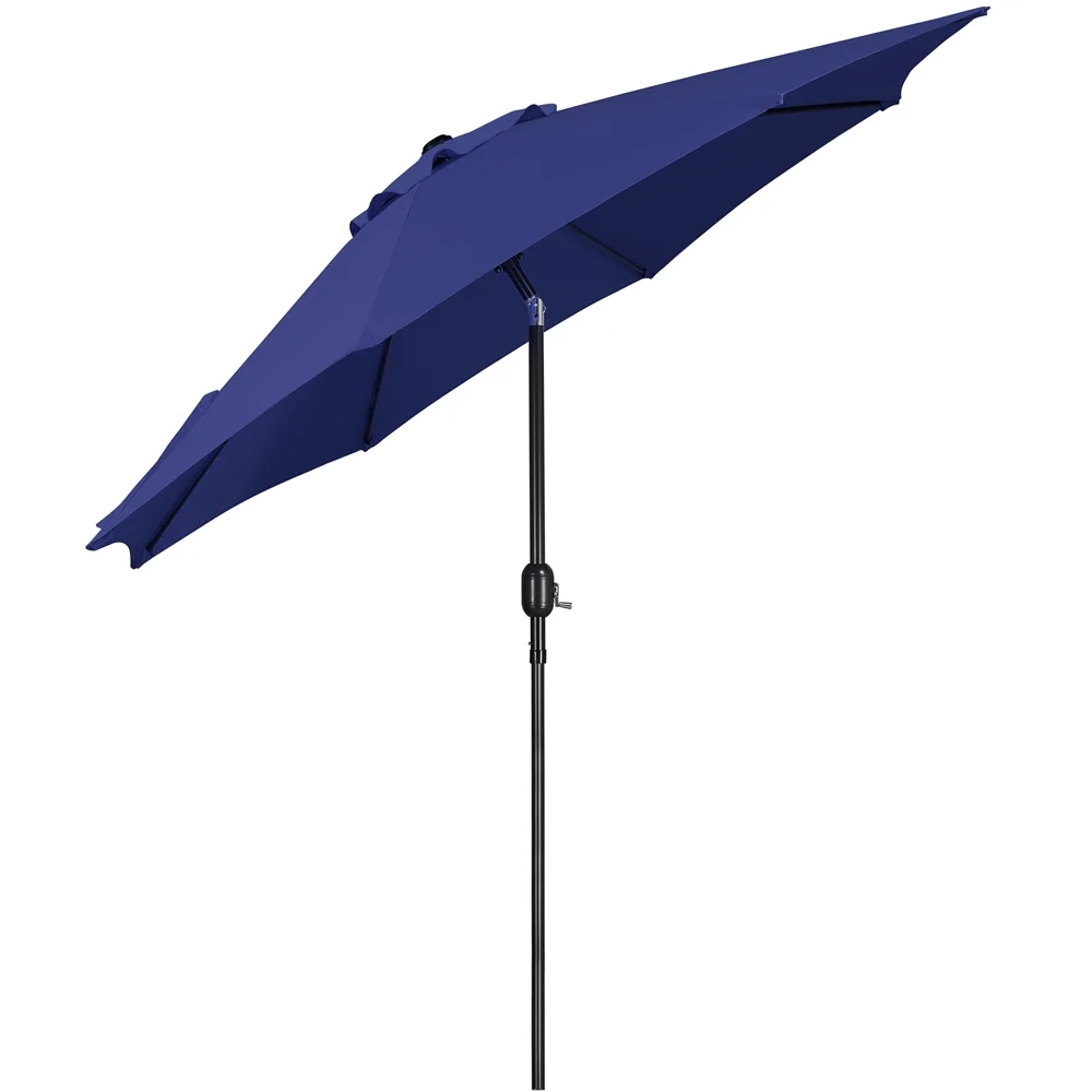 Alden Design 9FT Patio Umbrella 8 Ribs with Push Button Tilt and Crank, Navy Blue - Cheap Fitting