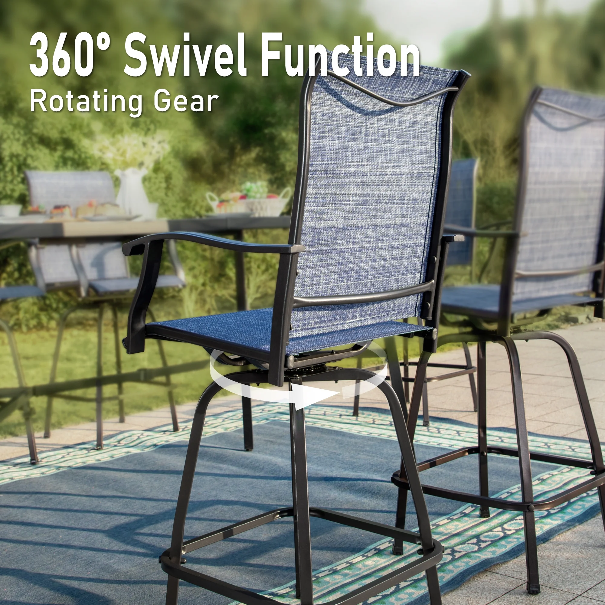 Summit Living Outdoor Swivel Barstools Set of 2,Metal Frame Height Chairs,Black&Brown - Cheap Fitting