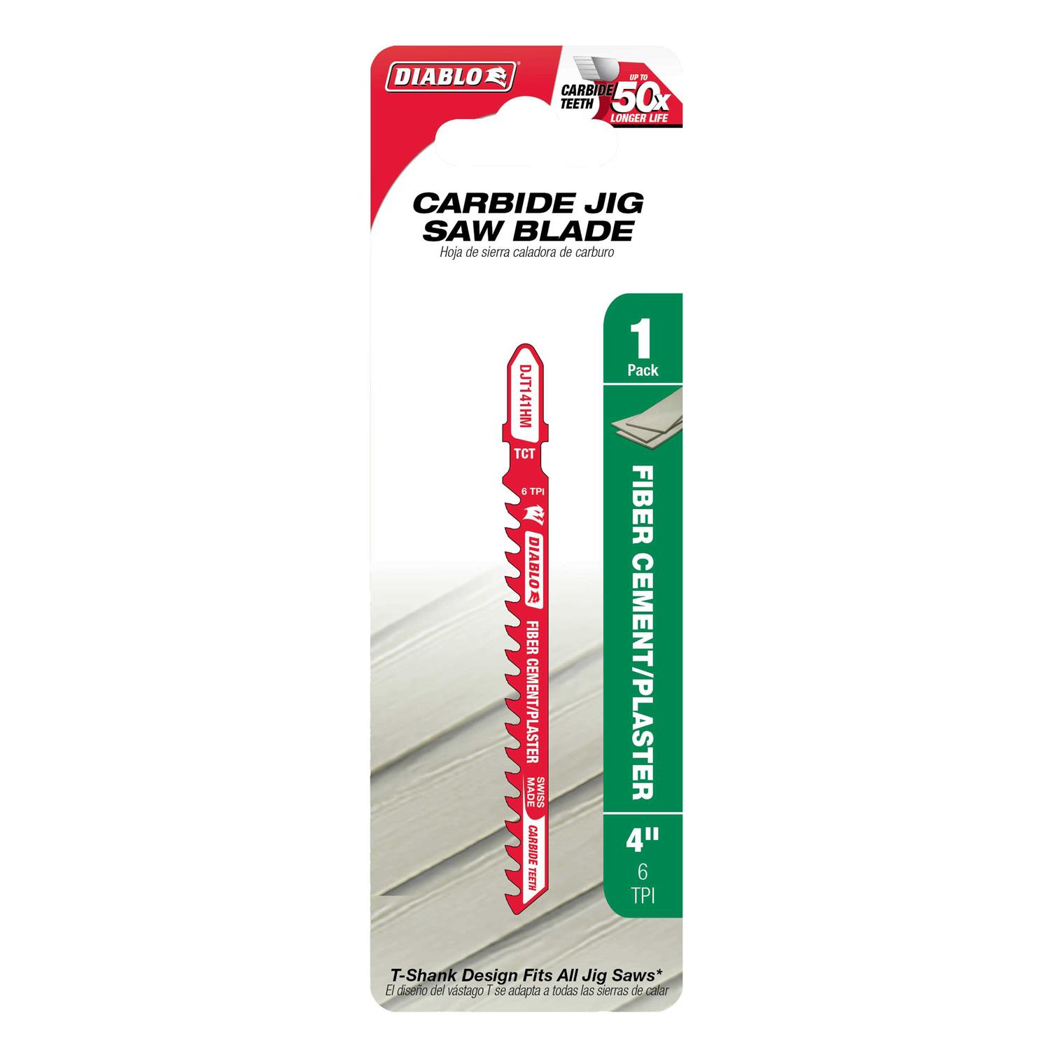 Diablo DJT141HM 4 in. 6 TPI Carbide T-Shank Jig Saw Blade for Fiber Cement & Plaster - Cheap Fitting