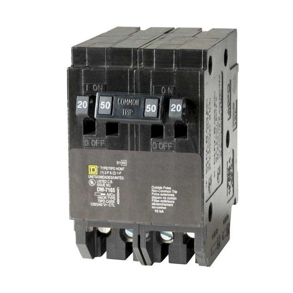 Square D Homeline 2-20 Amp Single-Pole 1-50 Amp 2-Pole Quad Tandem Circuit Breaker HOMT2020250CP - Cheap Fitting