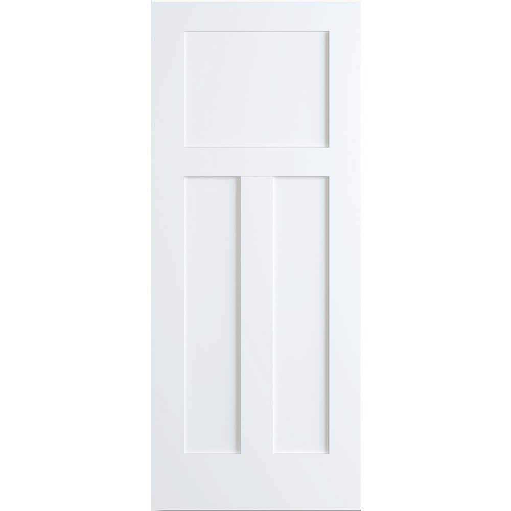 Kimberly Bay 80 in. White 1+2 Panel Shaker Solid Core Pine Interior Door Slab - Cheap Fitting
