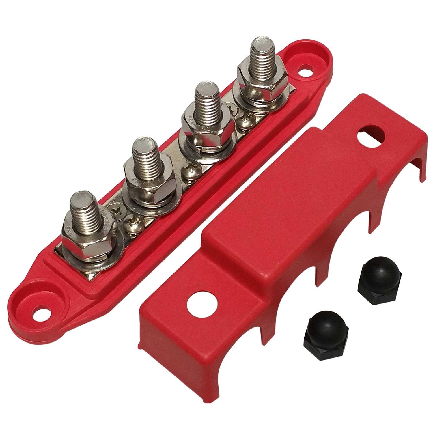 Red 4 Stud Power Distribution Block -busbar - Cheap Fitting