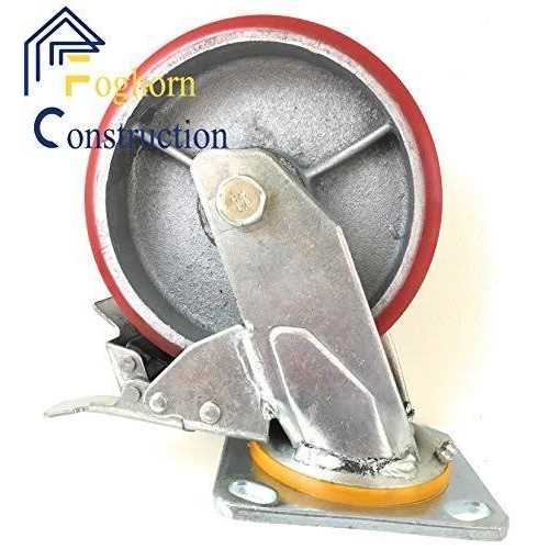 6 Inch 6 X 2 Industrial Casters 2 Fixed and 2 Swivel Caster Wheels with Brakes - Cheap Fitting