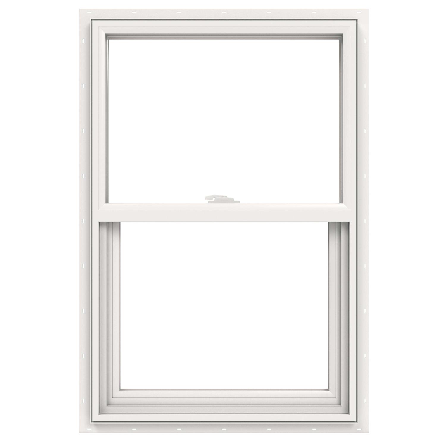 JELD-WEN V-2500 New Construction 35.5-in x 2.906-in Jamb White Vinyl Dual-pane Single Hung Window Full Screen Included LOWOLJW - Cheap Fitting