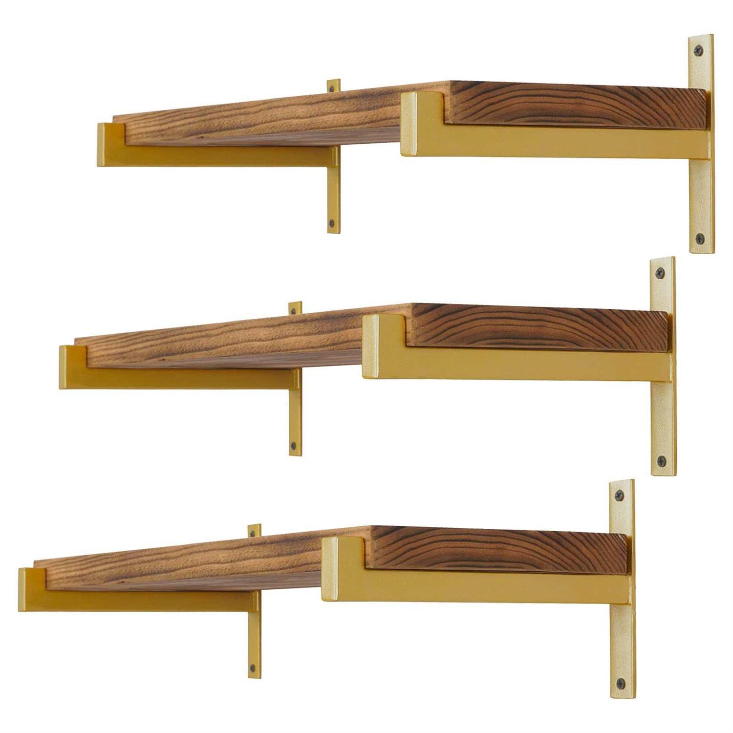 Ezydecor Heavy Duty Shelf Brackets Gold Metal Shelf Brackets Wall Mounted Rustic Floating Shelf Brac - Cheap Fitting