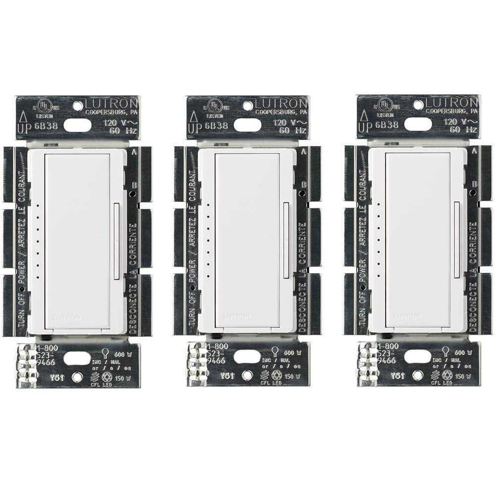 Lutron Maestro LED+ Dimmer Switch for Dimmable LED, Halogen Incandescent Bulbs, Single-Pole or Multi-Location MACL-153MR-3-WH - Cheap Fitting
