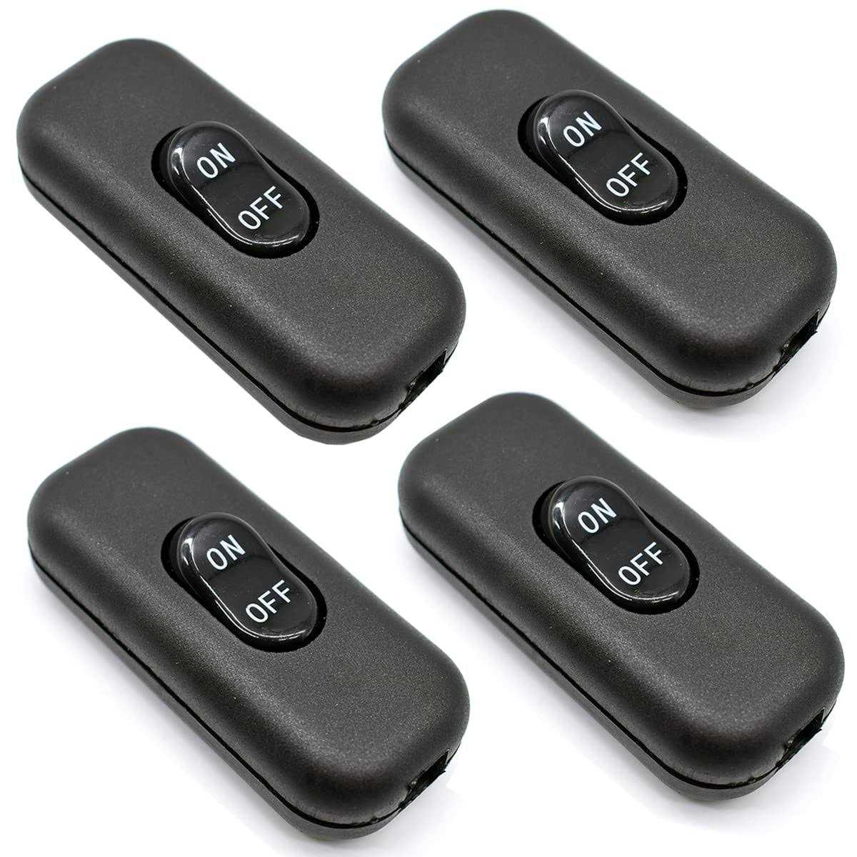 On Off Button Switch PLUSPOE 4 Pack DPST Control Cord Cable Switch for Bedroom Table Lamp Desk LED Lights Appliances - Cheap Fitting