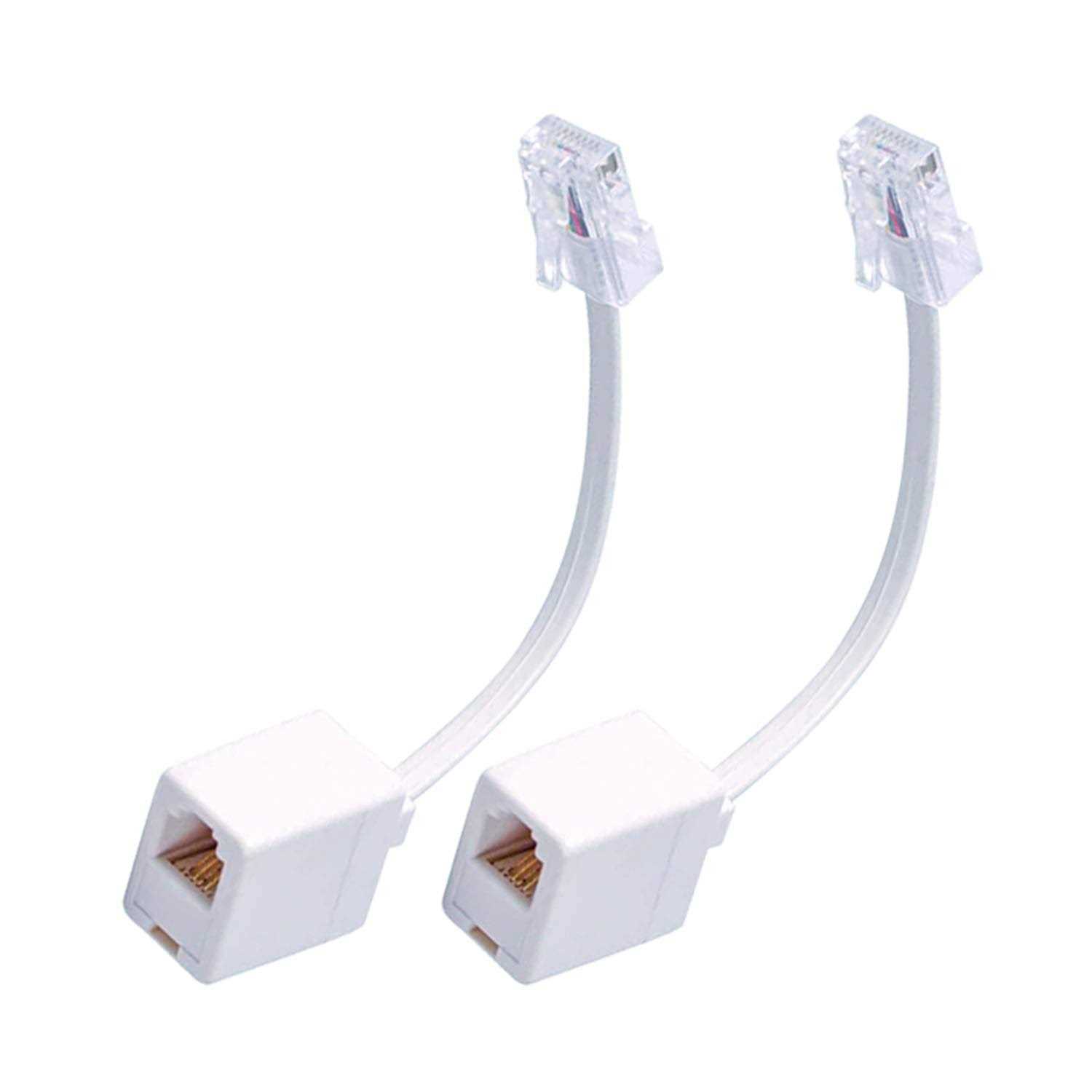 Rj45 to Rj11 Converter Adapter 2-Pack Telephone Rj11 6P4C Female to Rj45 Ethernet 8P8C Male Cable Cord - Cheap Fitting