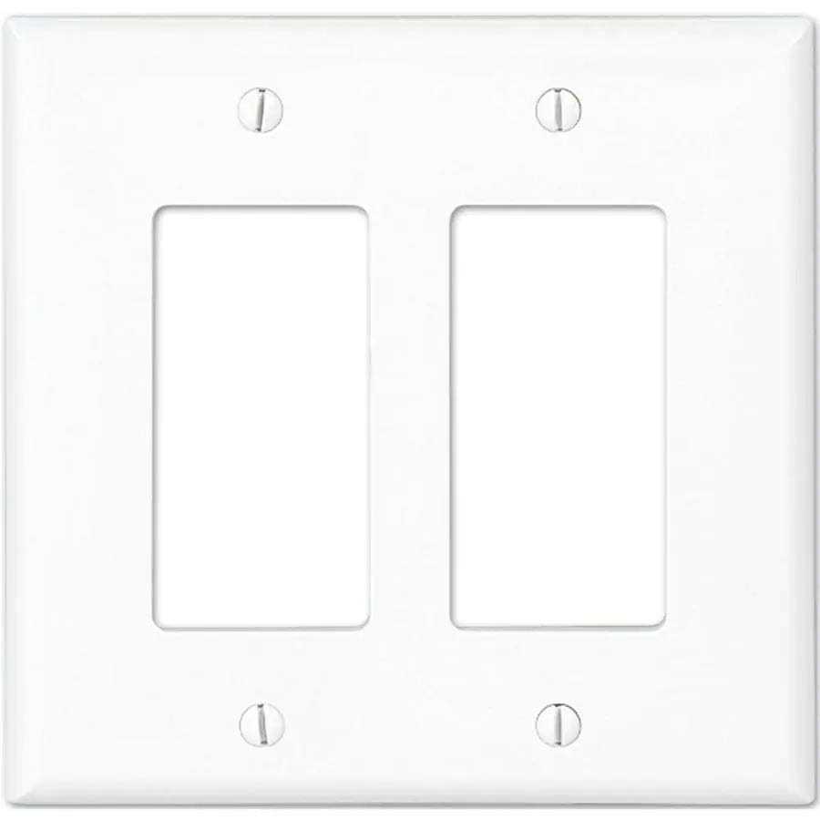 Eaton 2-Gang Midsize White Polycarbonate Indoor Decorator Wall Plate - Cheap Fitting