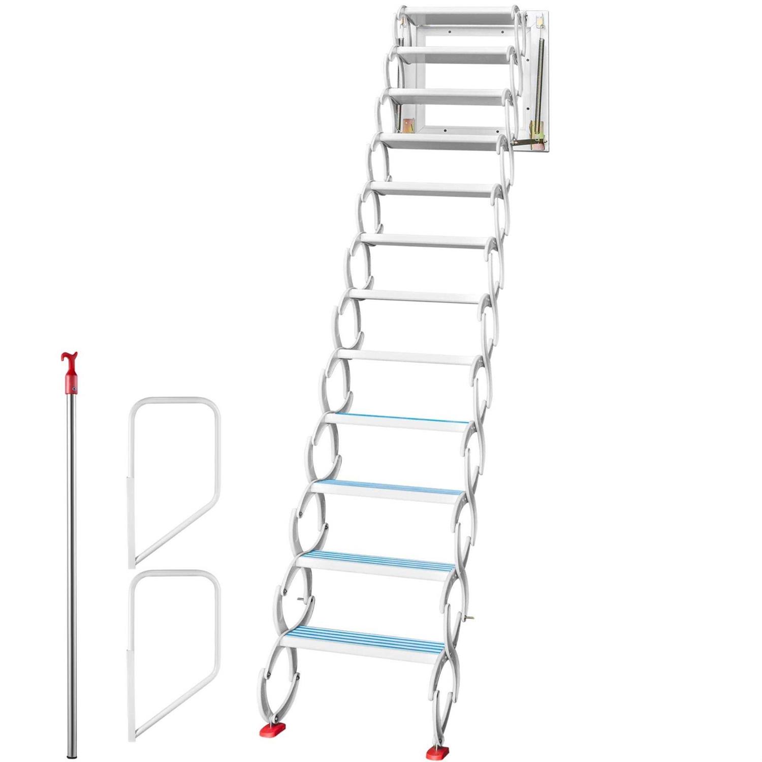 VEVOR Attic Steps Pull Down 12 Steps Attic Stairs Alloy Attic Access Ladder HJBGZDT12J - Cheap Fitting