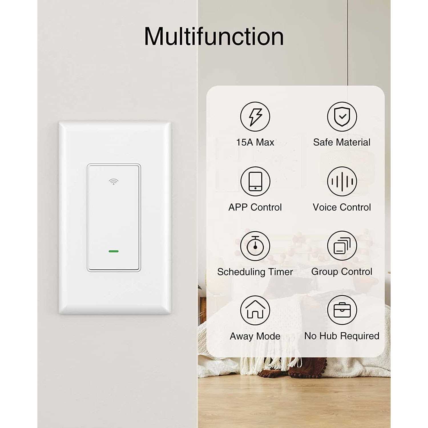 Ghome Smart Switch 2.4Ghz Wi-Fi Switch Compatible With Alexa - Cheap Fitting