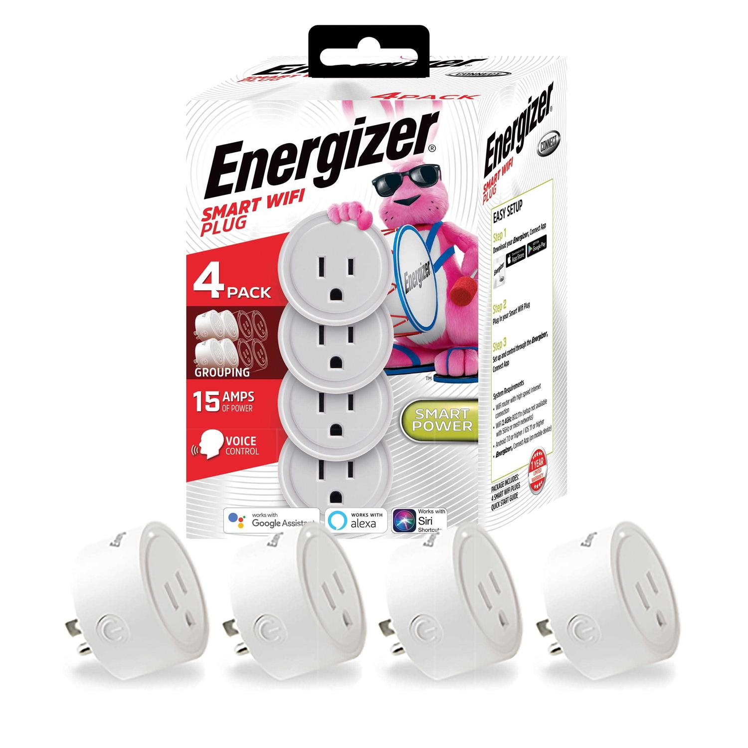 Energizer Wi-Fi Powered Smart Plug Compatible with Alexa and Google Assistant Voice Control Remote Mobile Access EIX3-1003-PP4 - Cheap Fitting