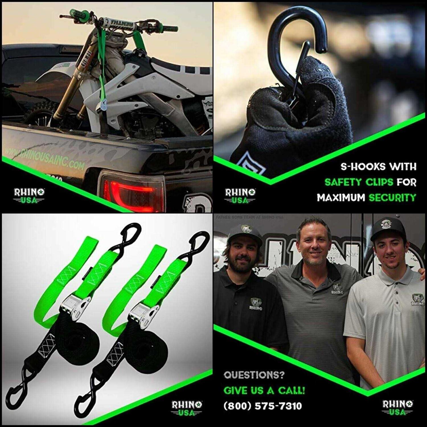 Rhino USA 1.5 inch x 8′ Cambuckle Tie-Down Straps - Cheap Fitting