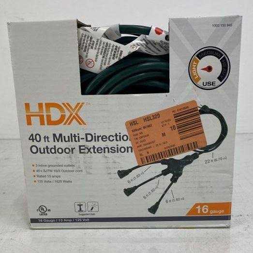 HDX 40 ft. 16/3 Multi-Directional Outdoor Extension Cord - Cheap Fitting