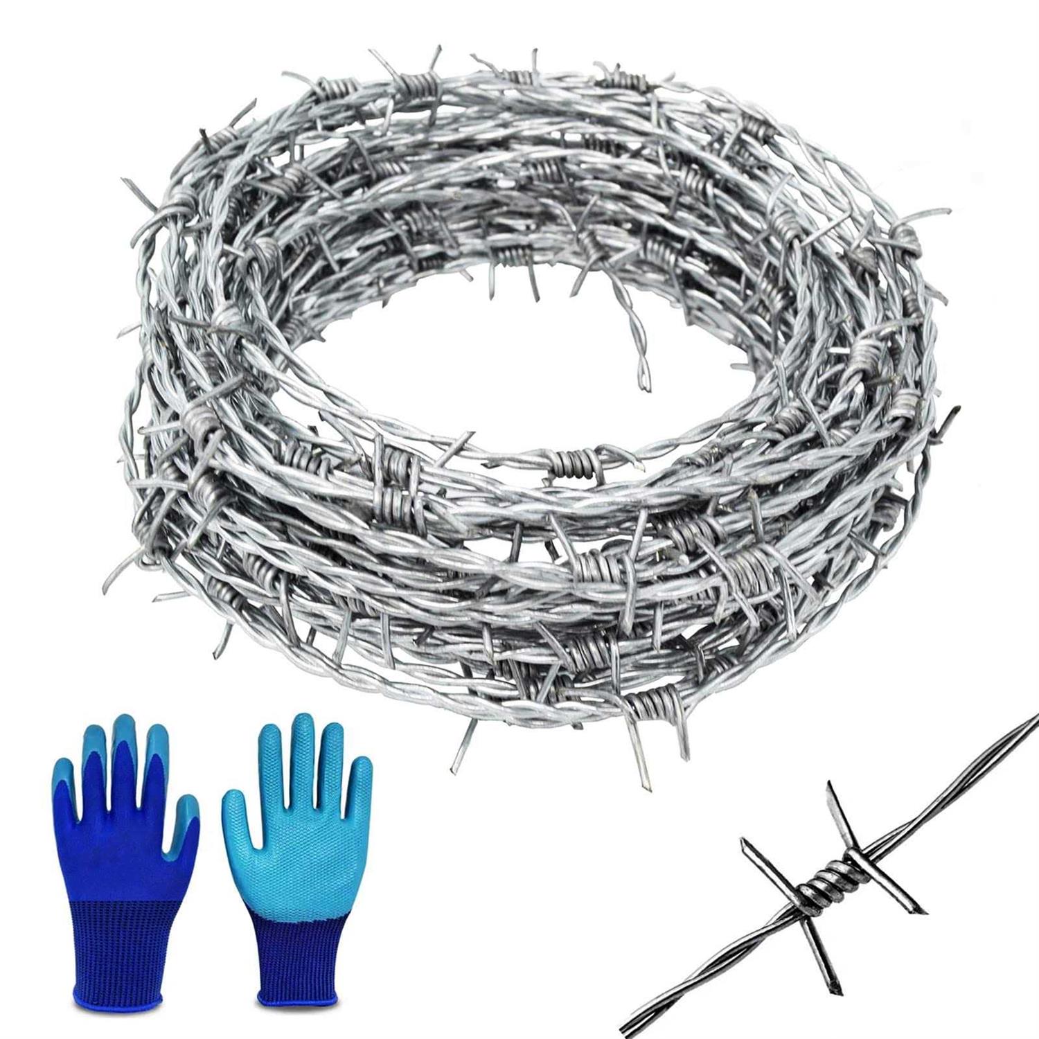 YAGJIA Barbed Wire 4 Point Barbed Wire Fence, Hot-Dip Galvanized Barb Wire Roll, 18 Gauge Strong and Flexible Wire for Crafts Baseball Ball - Cheap Fitting