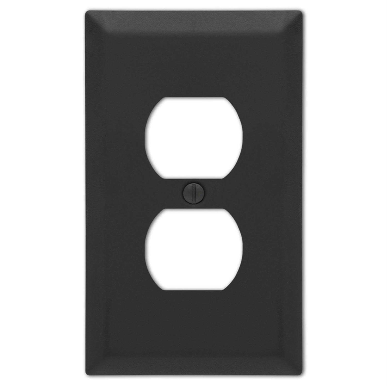 Amerelle Wall Plate Century Matte Black 2 gang Stamped Steel Duplex - Cheap Fitting