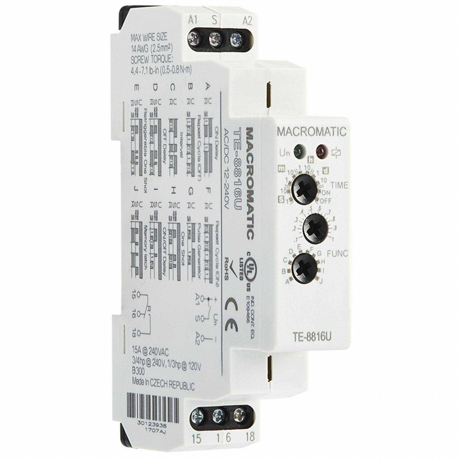 Macromatic MultiFunTimeDelayRelay 240VAC TE-8816U - Cheap Fitting