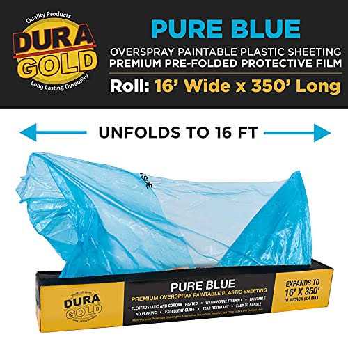 Dura-Gold Roll of Pure Blue Premium Overspray Paintable Plastic Sheeting - Cheap Fitting