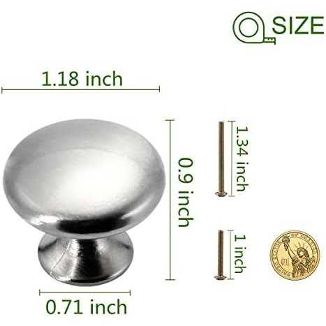 Pozean 30 Pack Cabinet Knobs Brushed Nickel Silver with Screws for Dresser Drawer Cabinet Cupboard - Cheap Fitting