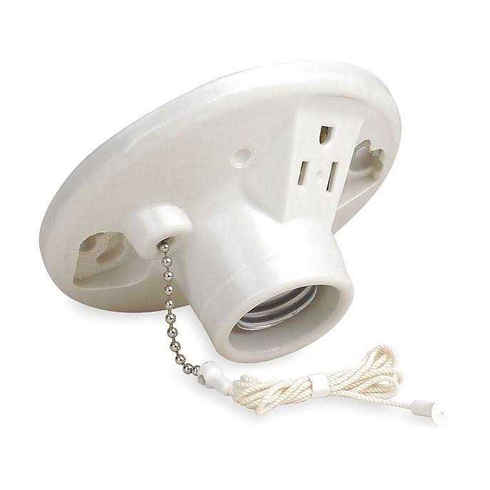 Leviton 9726-C2 One-Piece Glazed Porcelain Outlet Box Mount Incandescent Lampholder - Cheap Fitting