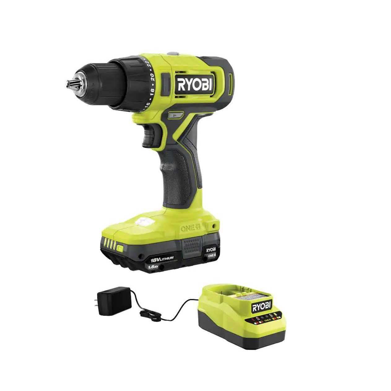 RYOBI ONE+ 18V Cordless 1/2 in. Drill/Driver Kit with 1.5 Ah Battery and Charger - Cheap Fitting
