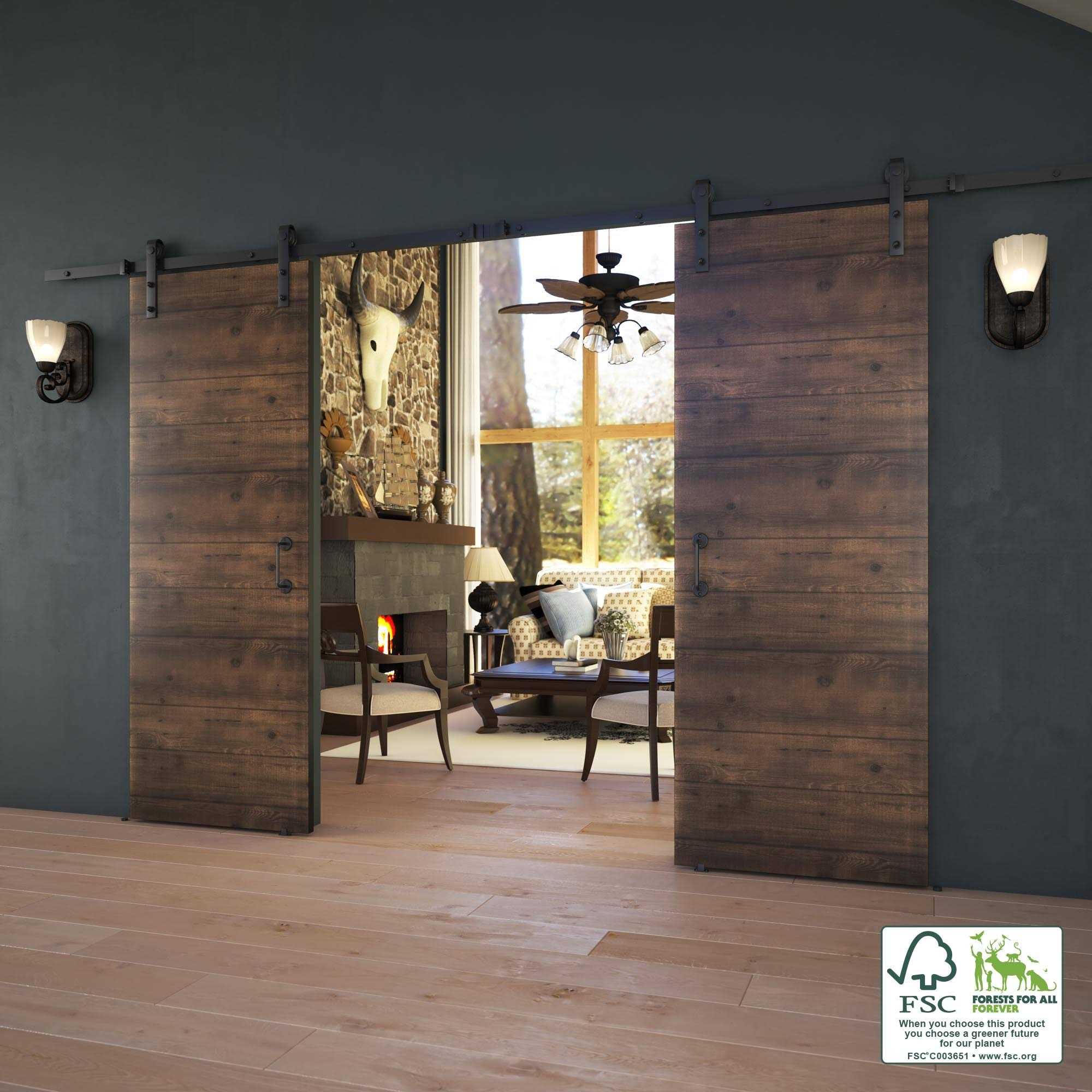 eightdoors 36-in x 84 Finished Flush MDF Single Barn Door - Cheap Fitting