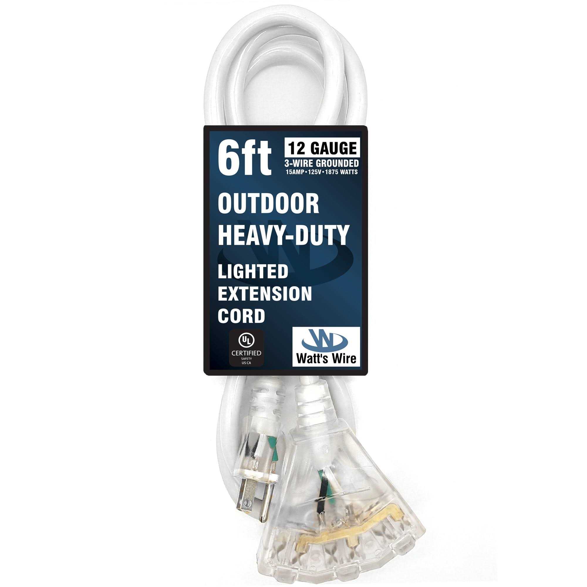 Watt’s Wire 12 Gauge Heavy Duty Outdoor Extension Cord 3-Outlet Lighted SJTW - Cheap Fitting