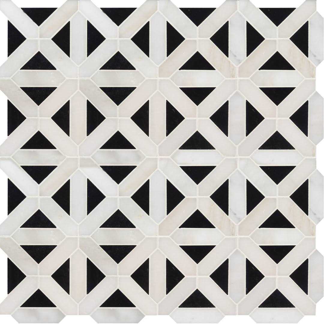 Retro Fretwork 12 x 12 Marble Mosaic Wall & Floor Tile MSI - Cheap Fitting