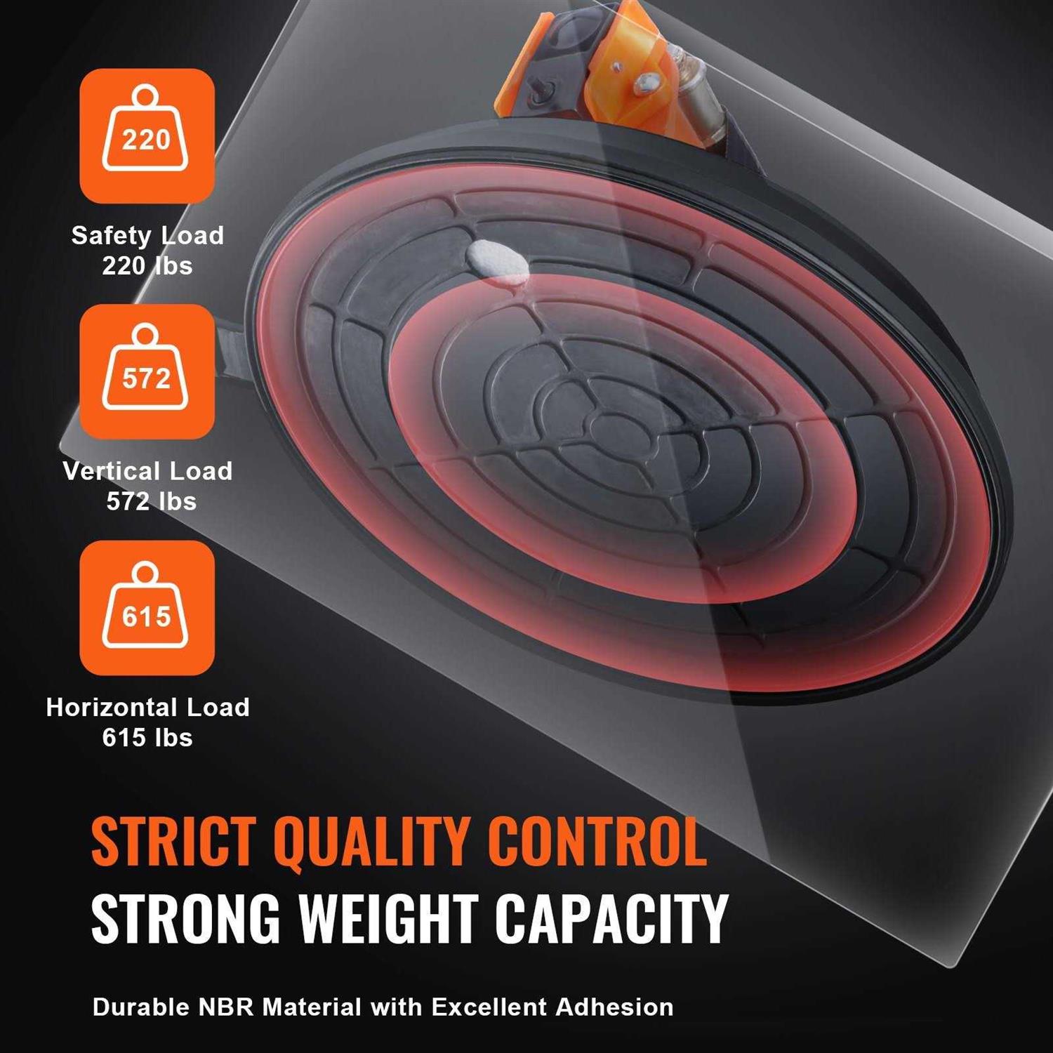 Vevor Vacuum Suction Cup Glass Lifter 8 615 lbs 2 Pack with Steel Handle & Box - Cheap Fitting