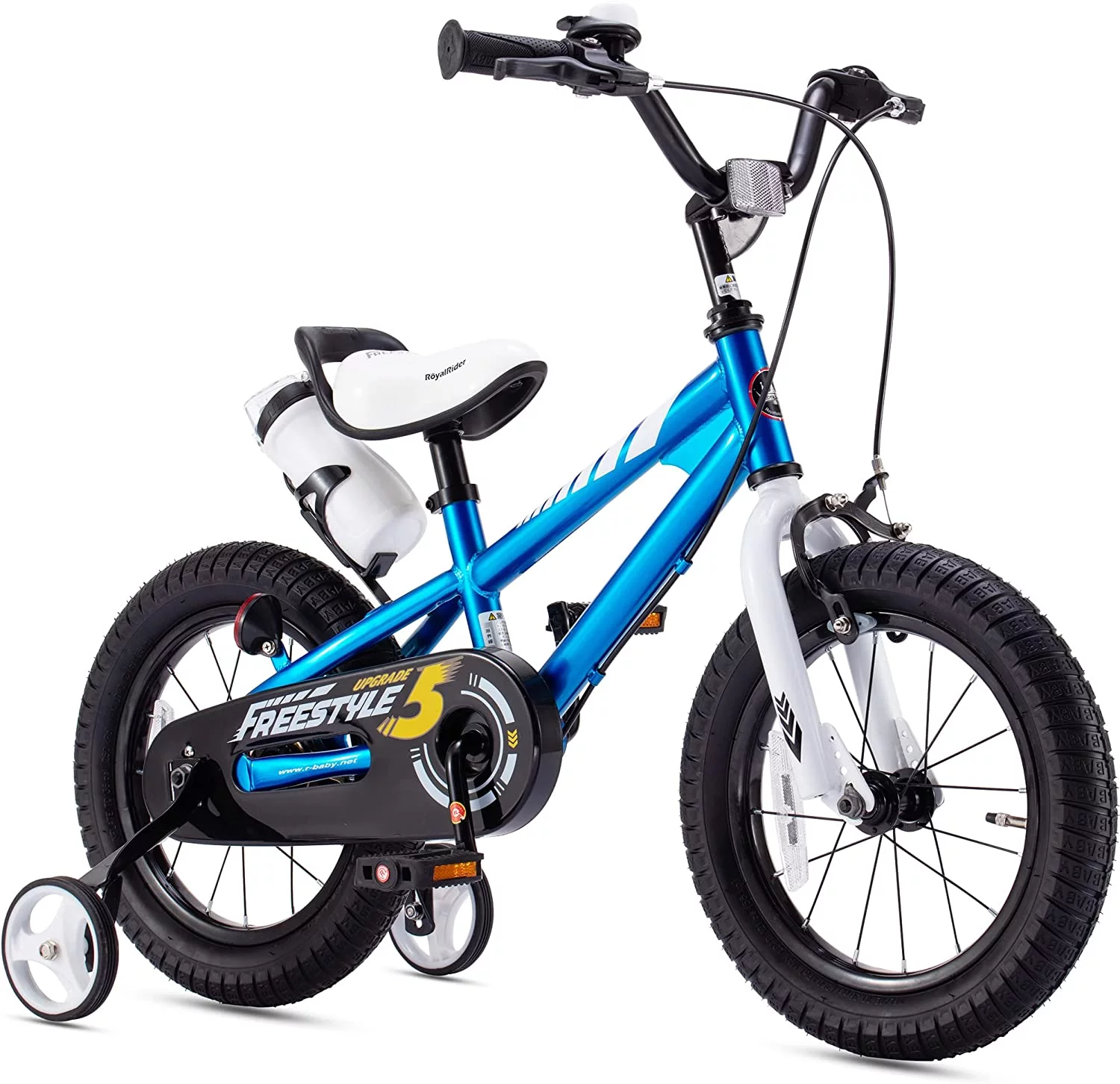 Royalbaby Freestyle 14 In Blue Kids Bike Boys and Girls Bike Two hands brakes - Cheap Fitting